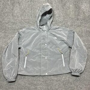 The North Face WindWall Jacket Womens Small Gray Hooded Windbreaker Full Zip